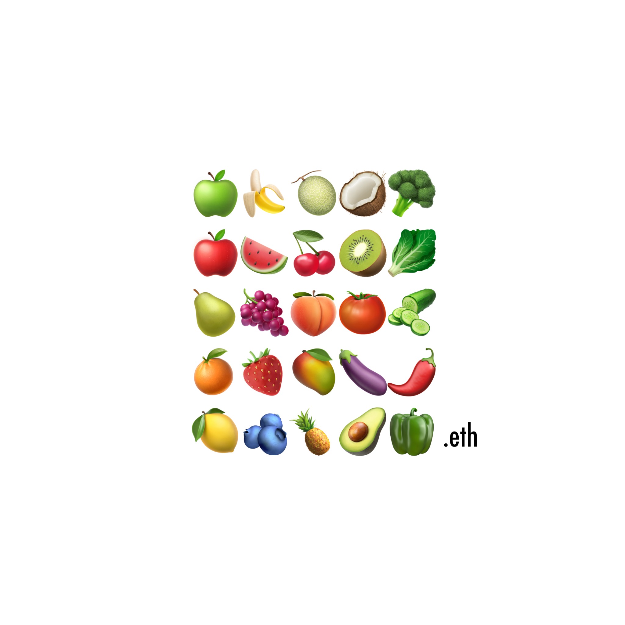 🍏🍌🍈🥥🥦🍎🍉🍒🥝🥬🍐🍇🍑🍅🥒🍊🍓🥭🍆🌶🍋🫐🍍🥑🫑.eth Ethereum Name Service (ENS and .eth domain) PFP