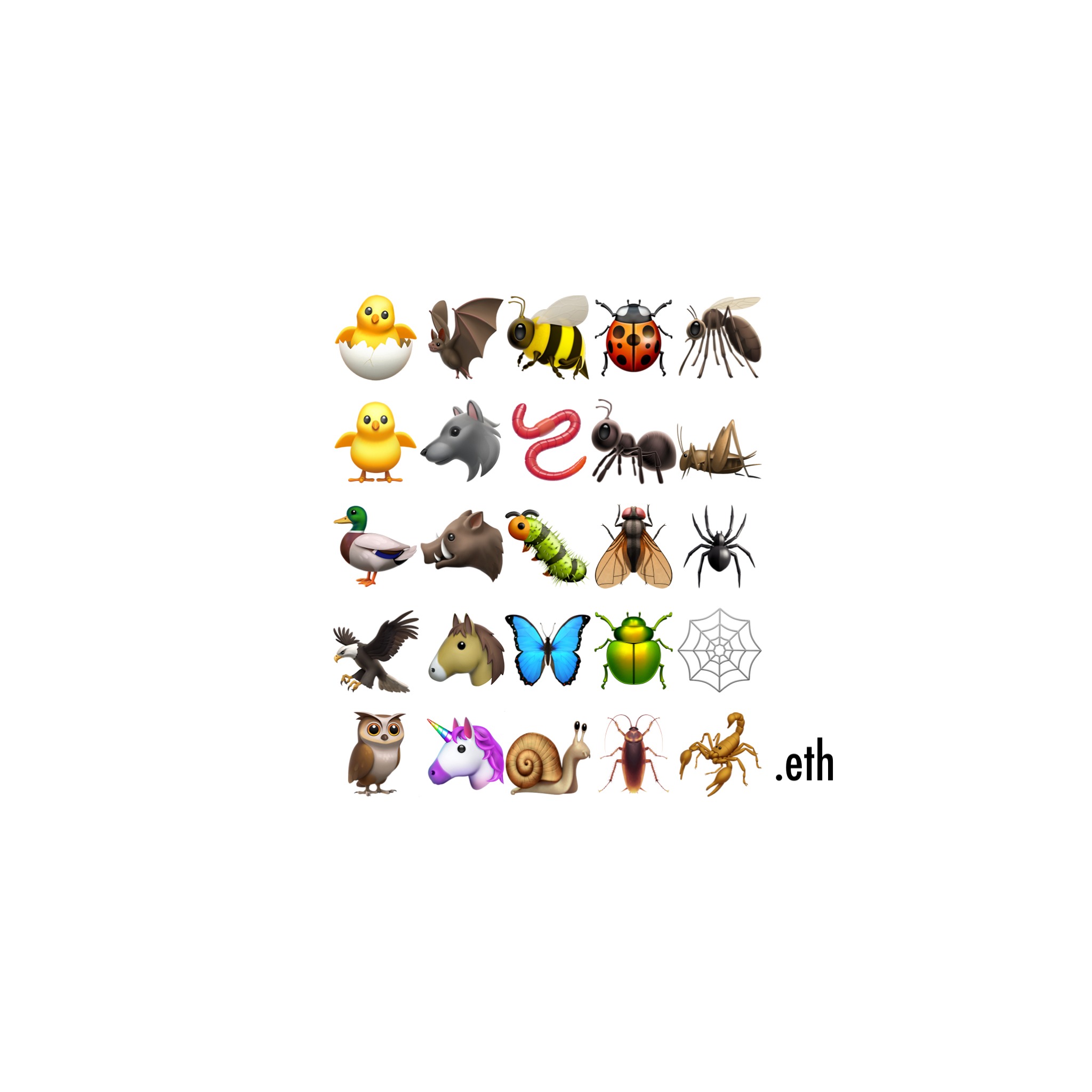 🐣🦇🐝🐞🦟🐥🐺🪱🐜🦗🦆🐗🐛🪰🕷🦅🐴🦋🪲🕸🦉🦄🐌🪳🦂.eth Ethereum Name Service (ENS and .eth domain) PFP